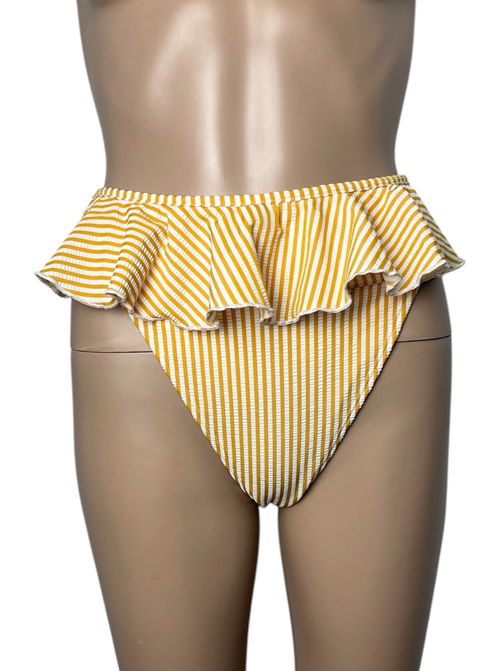 New Montce Canary Stripe Tamarindo Ruffle High-Leg French Cut Bikini Bottom